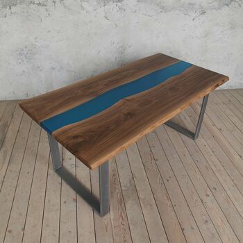 Thames Epoxy Resin River Live Edge Walnut Table, 2 of 6