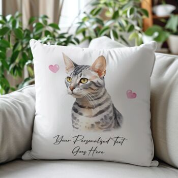 Personalised Egyptian Mau Cat Love Hearts Cushion Cover, 2 of 2