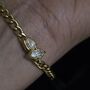 Waterproof Gold Charm Bezel Cz Charm Bracelet, Adjustable Everyday 18 K Gold Bracelet Gift For Her, thumbnail 1 of 12