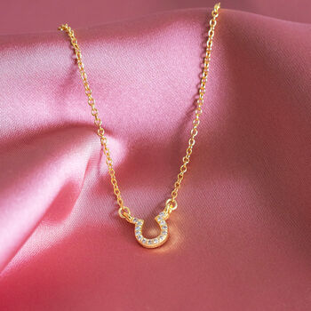 Crystal Pave Lucky Horseshoe Necklace, 5 of 7