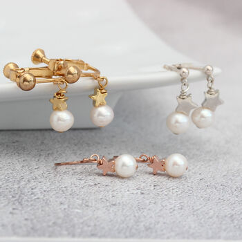 Pearl Drop Earrings With Star, 9 of 12