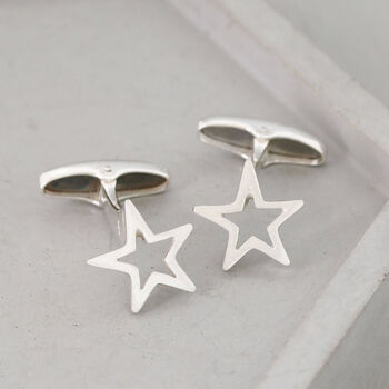 Sterling Silver Star Silver Cufflinks. Graduation Gift For Him, 7 of 10