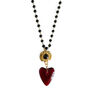 18k Gold Plated Baroque Heart Black Beaded Necklace, thumbnail 1 of 2