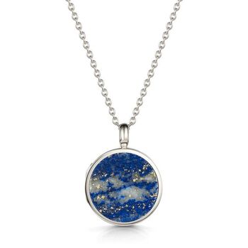 Lapis Lazuli Modern Round Locket Sterling Silver, 3 of 10