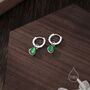 Genuine Green Onyx Droplet Hoop Earrings, thumbnail 6 of 9