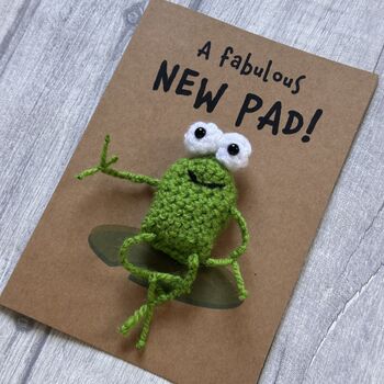 Frog Crochet New Home Housewarming Card Handmade, 5 of 12