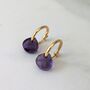 Amethyst Teardrop February Birthstone Earrings, Gold, thumbnail 3 of 6