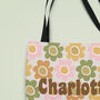 Personalised Retro Floral Canvas Tote Shopper Bag, thumbnail 2 of 3