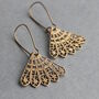 Gold Filigree Lace Fan Earrings, thumbnail 1 of 8