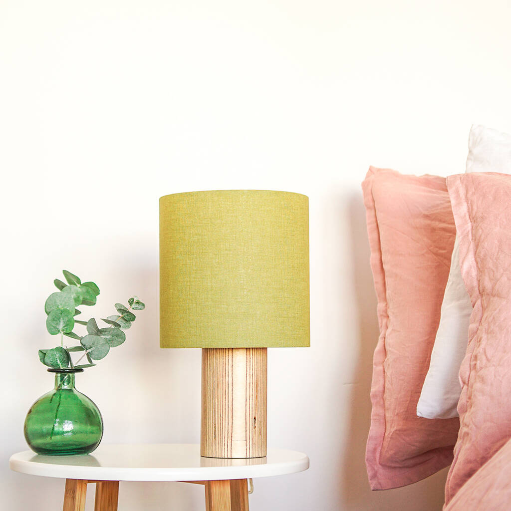 Olive Green Linen Lampshade By Lume