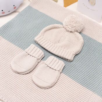 Maxi Stripe Baby Blanket, Bobble Hat And Mittens Set, 11 of 12