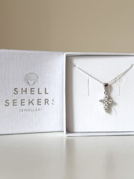 Sterling Silver Moissanite Cross Necklace, 2 of 6