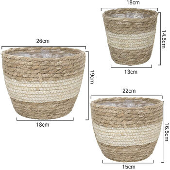 Pack Of Three Natural Seagrass Planter Baskets, 2 of 8