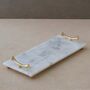 Handmade White Marble Tray With Gold Bow Handles, thumbnail 1 of 2