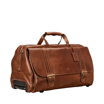 Luxury Leather Travel Bag With Wheels 'Dino Large' By Maxwell Scott ...
