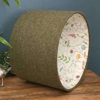 Tussock Green Tweed Floral Lined Lampshades, 4 of 9