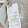 Whimsical Autumn Wedding Menu Cards With Guest Name Tags And Ribbon, thumbnail 1 of 7