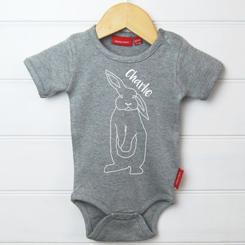 Personalised Rabbit Print Babygrow Or T Shirt, 2 of 9