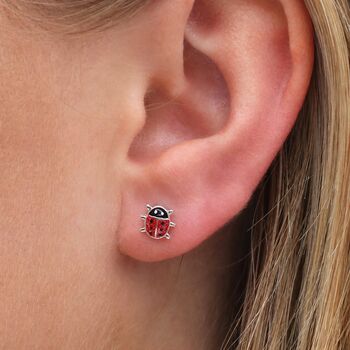 Sterling Silver Ladybird Stud Earrings, 2 of 5