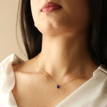 Lapis Lazuli Stone Teardrop Necklace In Gold Plating, 3 of 7
