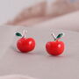 Gift Bag Teacher Sterling Silver Apple Earrings, thumbnail 2 of 3