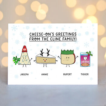 Personalised Cheese Family Christmas Cards, 2 of 5