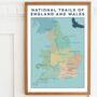 National Trails Of England And Wales Map Art Print, thumbnail 2 of 8
