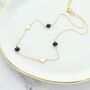 Black Stone Detail Flower Clover Necklace, thumbnail 1 of 2