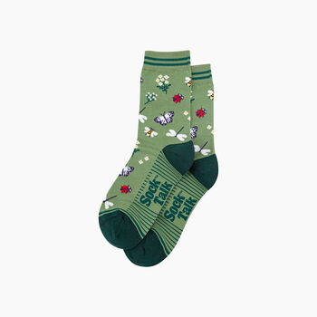 Garden Ladybird And Butterfly Bamboo Socks In Green, 3 of 4