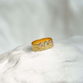 Rose And Aqua Chalcedony Gold Ring, 2 of 7