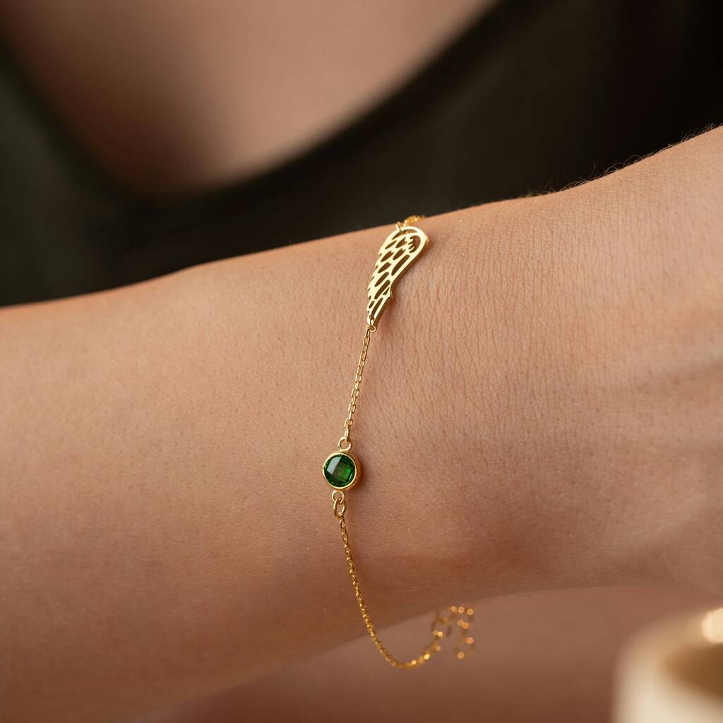 'Guardian Angel' Birthstone Wing Bracelet, 1 of 8