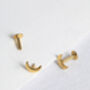 Gold Crescent Moon Screw Back Piercing Stud Earrings, thumbnail 2 of 6