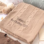 Dark Grey Cable Knitted Personalised Baby Blanket, thumbnail 4 of 12