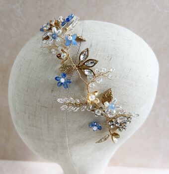 Blue Forget Me Not Bridal Hair Vine, 5 of 8