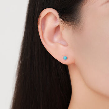 Sterling Silver Turquoise Stud Earrings, 3mm Or 4mm, Blue Or Green Turquoise Gemstone, 6 of 12