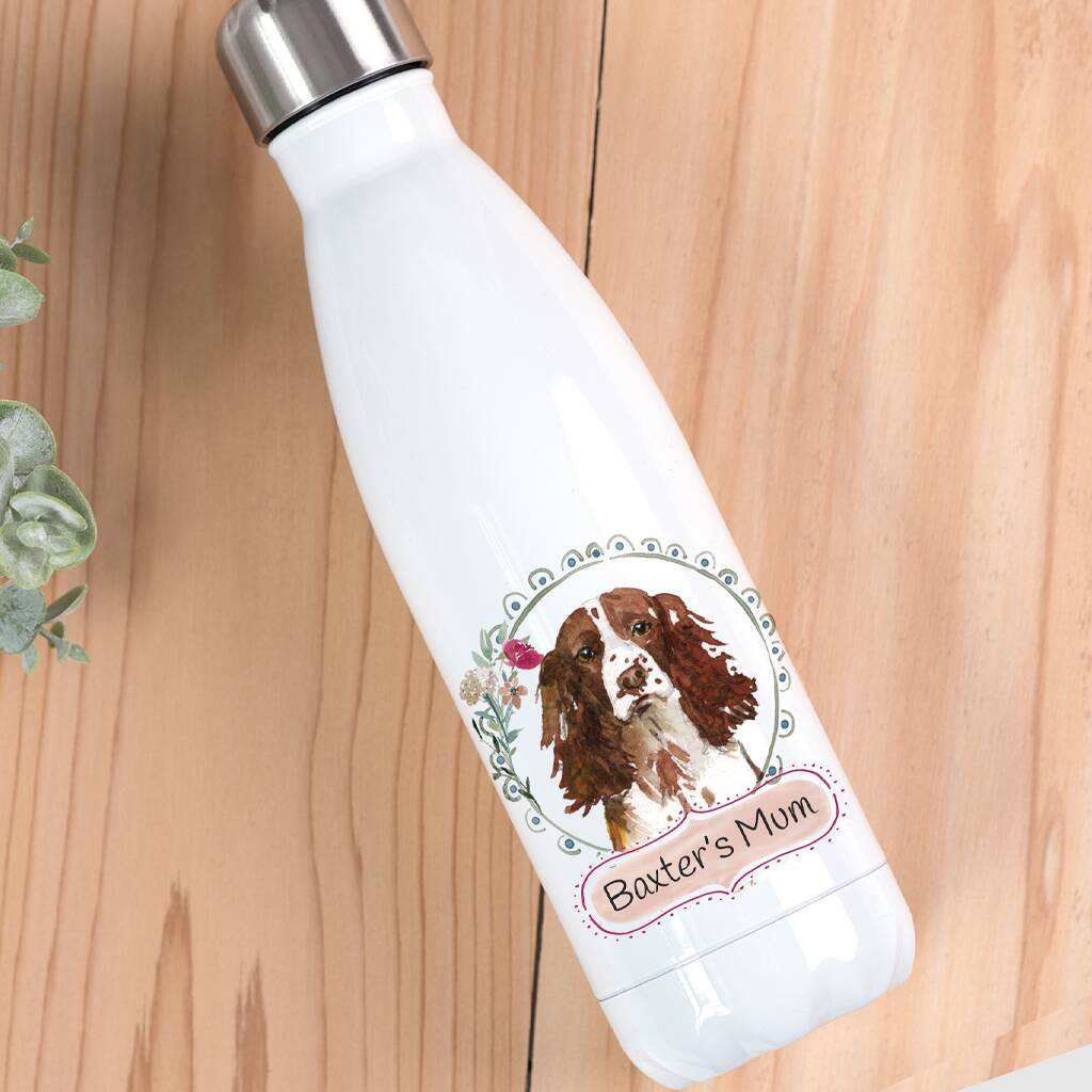 Personalised Brown Springer Spaniel Bottle