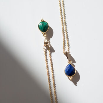 Malachite Drop Necklace 14k Gold Filled And Vermeil, 3 of 6