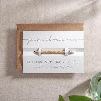 Minimal Script Foiled 'Pencil Us In' Wedding Save The Date, 2 of 2