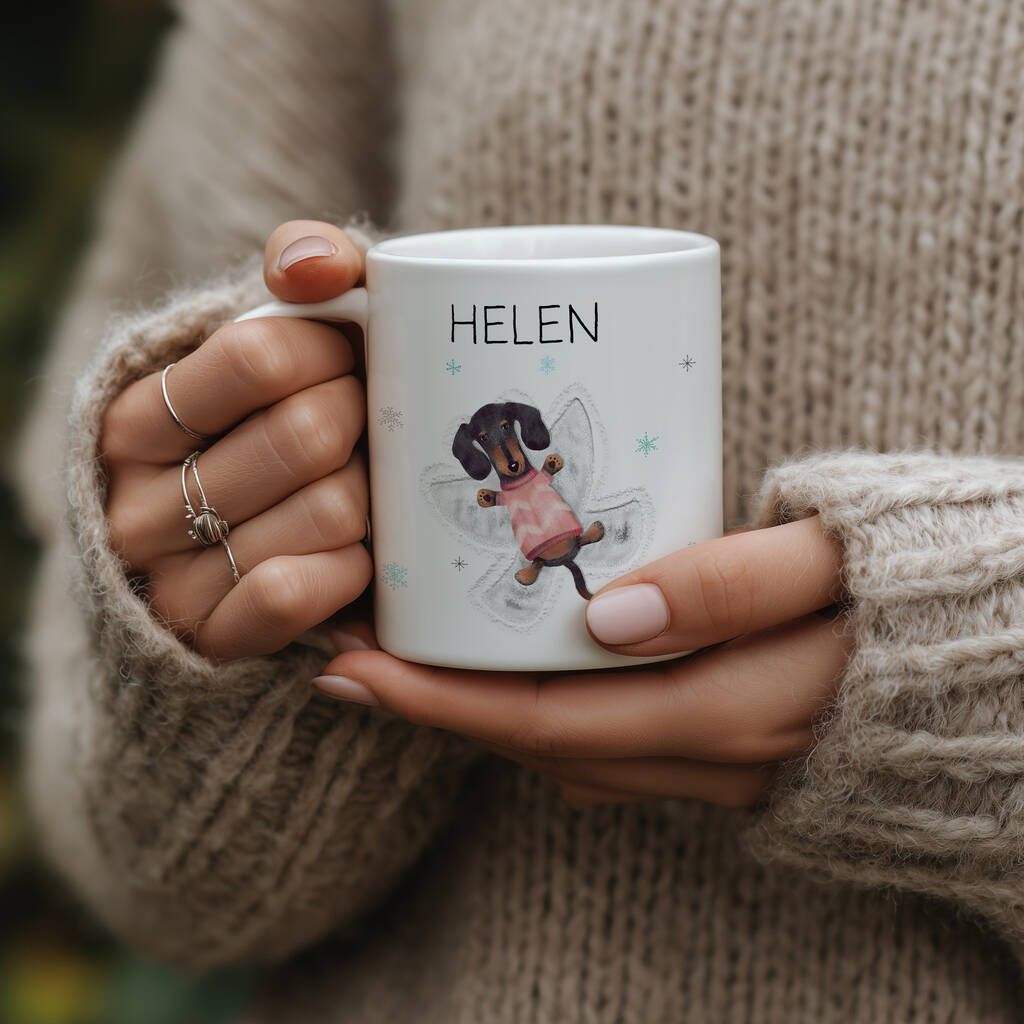 Personalised Dachshund Snow Angel Christmas Mug