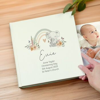 Personalised Floral Elephant Square Photo Album, 2 of 7
