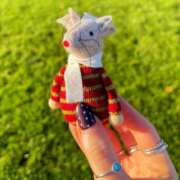 Tiny Felt Mouse In Knitted Jumper, 5 of 9