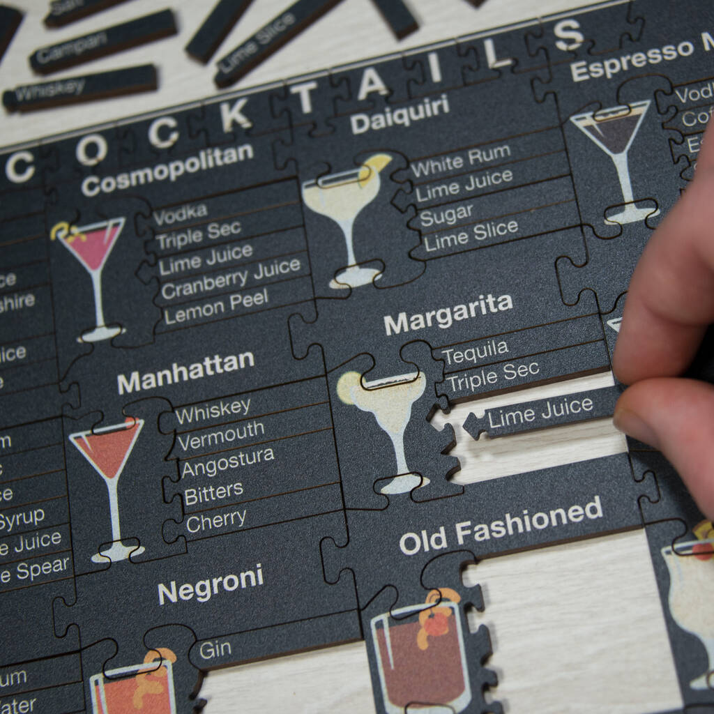 Cocktails Wooden Jigsaw Puzzle, 1 of 5