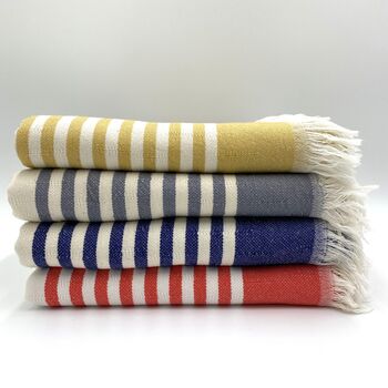 Amalfi Striped Peshtemal Towel Vermilion, 5 of 11