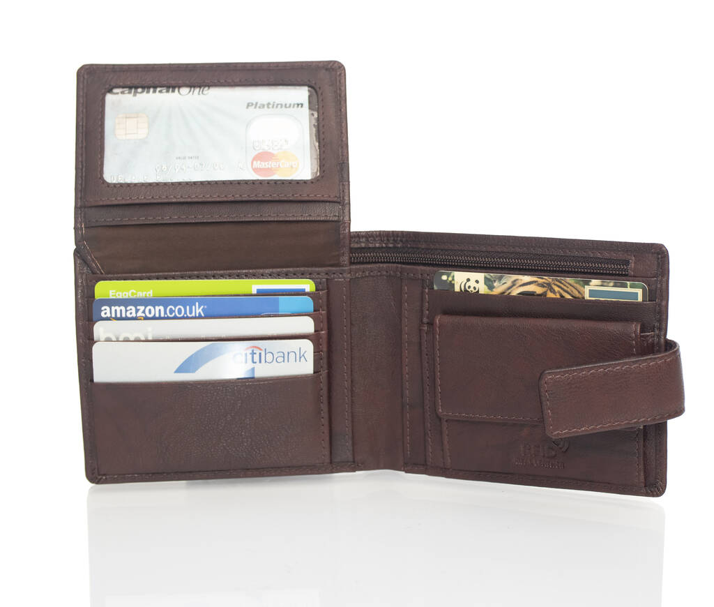 Personalised Leather Wallet Flip Up Rfid By Wombat | notonthehighstreet.com
