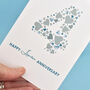 Love Hearts Linen 4th Anniversary Card, thumbnail 3 of 3