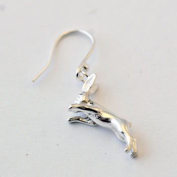 Boxing Hare Earrings In Sterling Silver, 3 of 10