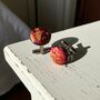 Pink And Orange Silk Brocade Covered Cufflinks, thumbnail 5 of 6