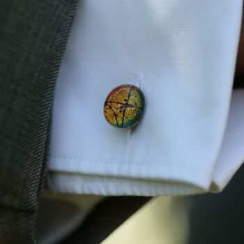 Colourful Fused Glass Cufflinks In Autumn Colours, 8 of 11