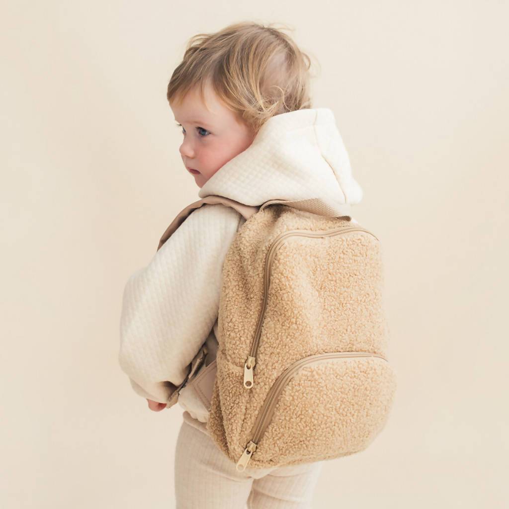 Children's Camel Borg Zip Backpack, 1 of 4