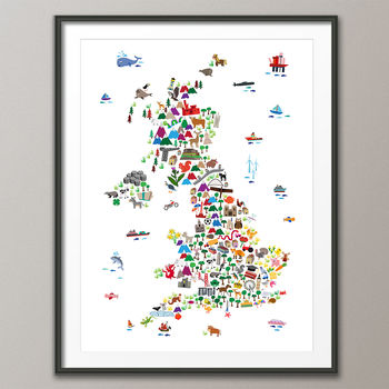Animal Map Great Britain Childrens Print, 4 of 7